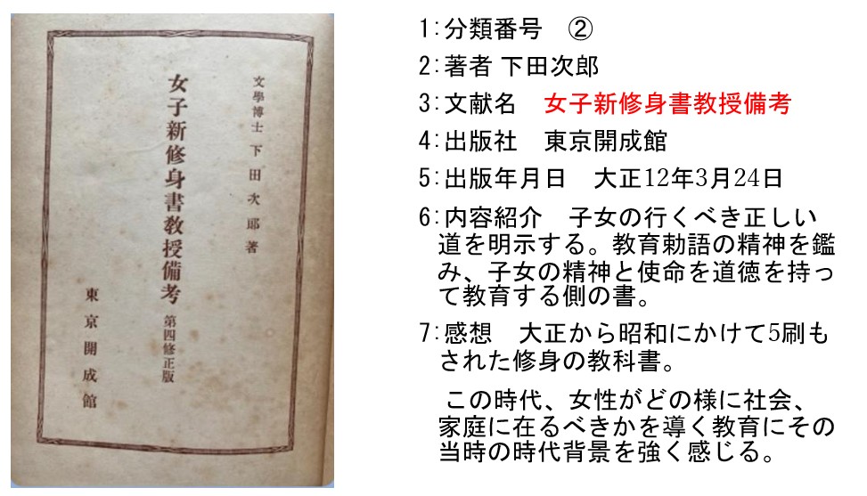 『女子新修身書教授備考』の書影と書誌情報